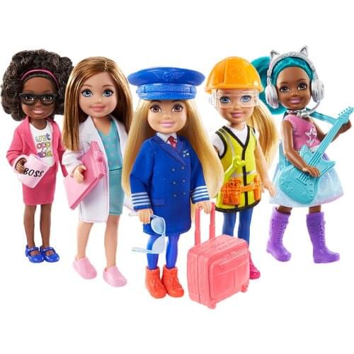 Original Mini Barbie Chelsea Can Be Playset Blonde Pilot Boss Rock Star Blonde Doctor Doll for Girl Genuine Brand Kids Toy Gift