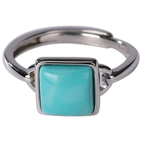 925 sterling silver turquoise ring personalized, stylish and simple temperament womens geometric square open ring