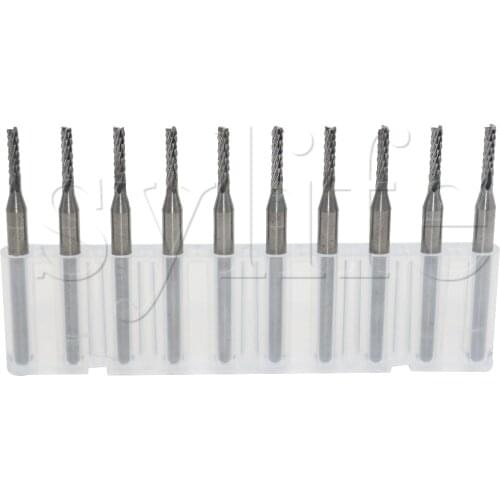 Plastic Wood Carbide End Mill Engraving Bits 1.9mm Rotary Burr Pack of 10