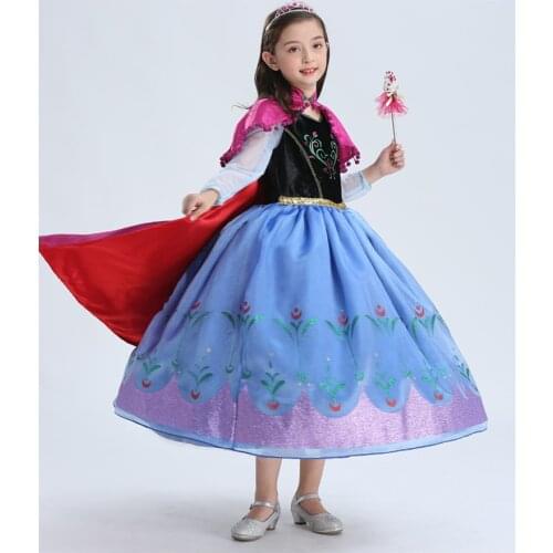 Girls Anna Elsa Dress with Cape Princess Dress up