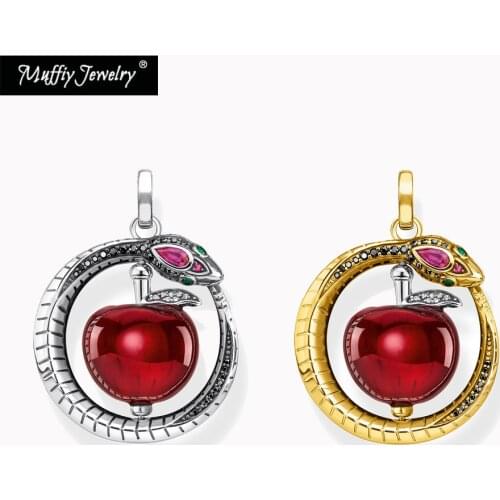Pendant Rotating Red Apple With Snake Golden 2021 Brand New Fine Jewelry Europe Style 925 Sterling Silver Women Bijoux Gift