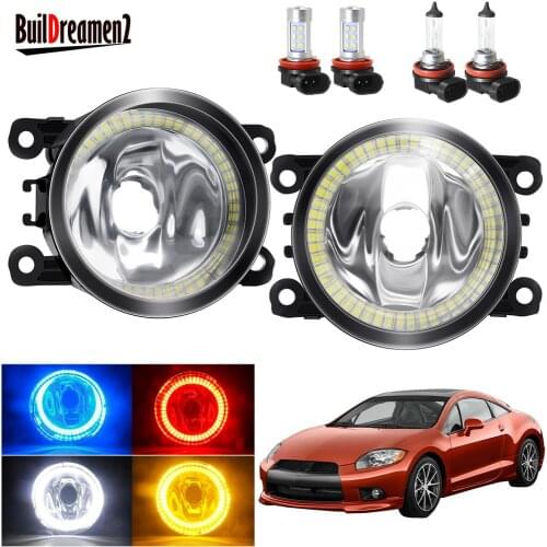 Angel Eye Fog Light For Mitsubishi Eclipse 2006-2012 Car Fog Lamp with Halo Ring DRL Lampshade + 20W LED Halogen Bulb H11 12V