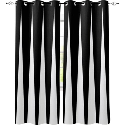 Luxury Curtains Black White Triangle Geometric Window Curtain Bedroom Kitchen Decor Items Window Curtains For Living Room