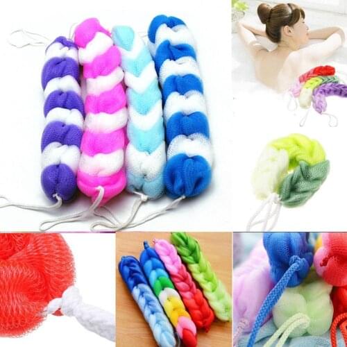 1pc Back Strap Scrubber Bath Shower Bars Mesh Puff Exfoliating Soft Loofah Brush Bath Brushes, bath wipes flowers, rubbing towel