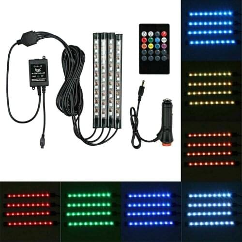Car LED Strips Decorative Lamps Flexible RGB RF Remote Controller LED Interior Lights interior lighting