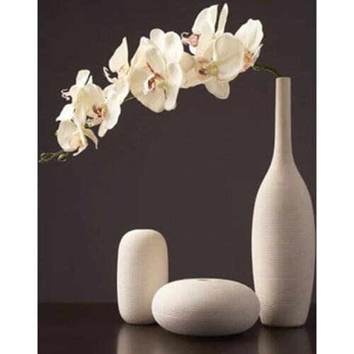 White Simple Nordic Vases Porcelain Living Room Tabletop Decoration Retro Ceramic Plain Vase For Dried Flowers Home Garden