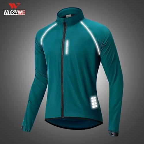 WOSAWE Ultralight Mens Cycling Windbreaker Reflective Jacket Windproof Bike Jacket Water Resistant MTB Road Bike Long Jersey