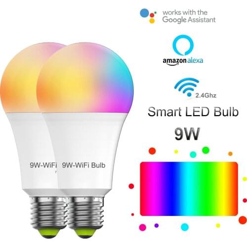 YHW Smart Light Bulb WiFi LED Bulbs Works with Alexa, Google Home, Multicolor RGBCW LED 80W Equivalent E26 E27 Bulb for Room