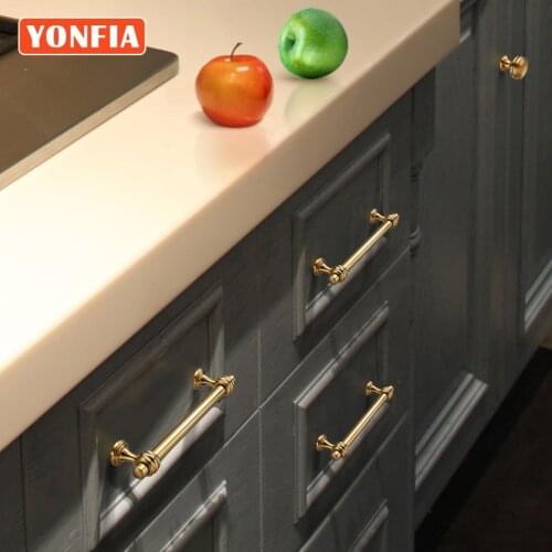 YONFIA 3644 Hot Sale New Luxury Modern PVD Gold Dresser Kitchen Cabinet Handles And Furniture Handle for Cabinets And Drawers