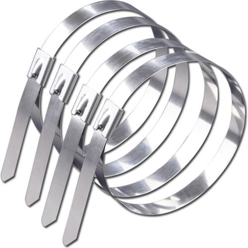 10PCS Stainless steel 201 metal locking tie exhaust pipe joint cable duct interface tie 7.9X700-1200MM