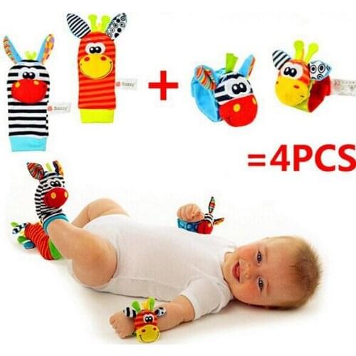 2pcs=1 Pc Waist+1 Pc Sock)/lot Baby Rattle Toys Garden Bug Wrist Rattle and Foot Socks
