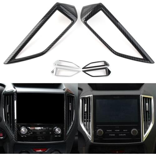 2Pcs ABS Car Front Middle Air Vent Cover Trim Decoration For Subaru Forester 2019 2020 Carbon Fiber Style / Sliver