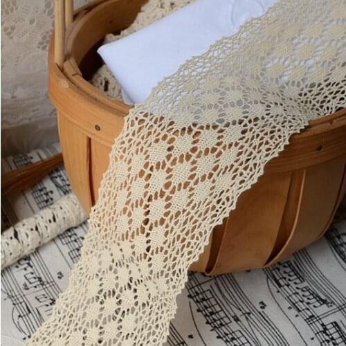 20Yards 5CM Vintage Style Cotton Lace Trim Crochet Ivory Craft Sewing Bridal Ribbon DIY Free Shipping