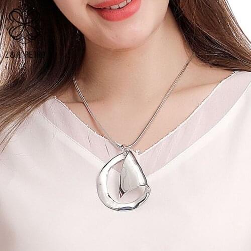 2021 Fashion Silver Color Neck Chokers Necklace Vintage Geometric Suspension Pendant Costume Jewelry for Women Trend Accessories