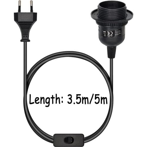 3.5m/5m Power Cord Cable E27 Lamp Base Holder EU Hanging LED Pendant Light Fixture Lamp Bulb Socket Cord Adapter With Switch
