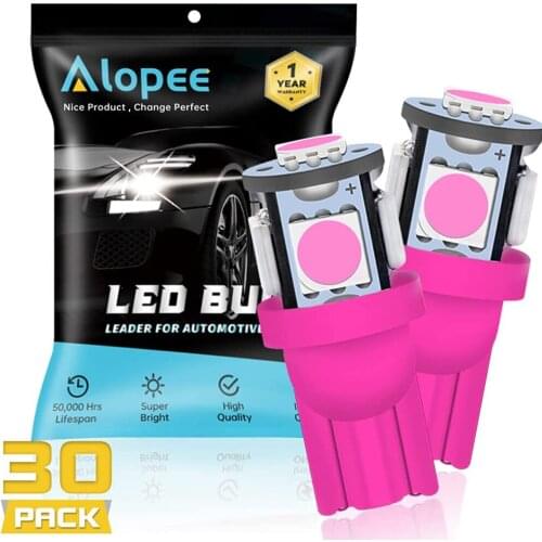 30pcs 194 T10 W5W 168 2825 158 501 Wedge Pink 5050 5 SMD LED Bulbs for 12V Car RV Interior Trunk License Plate Lights Dashboard