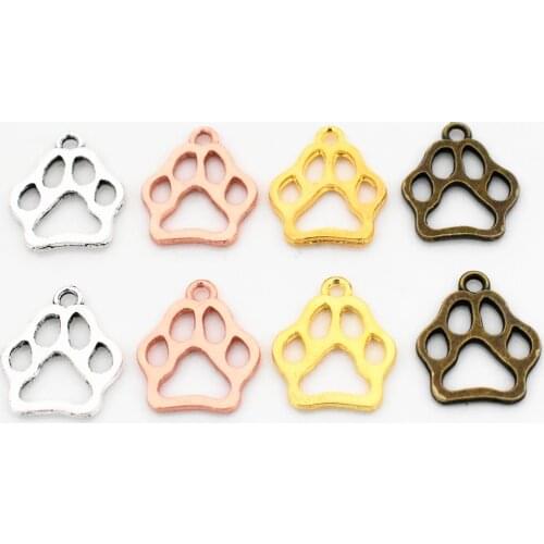 30pcs 20x17mm 4 Colors Plated Cat Dog or Bear Foot Charms Pendant Handmade Jewelry Accessories For DIY Bracelet Necklace