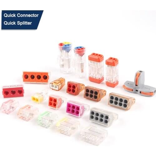 5PCS Universal Compact Wire Connector Quick Push-in Butt Conductor Terminal Block T TYPE Led Light Home Car Electric Wiring Set