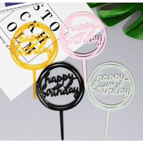 1 Pcs Acrylic Happy Birthday Love Cake Topper Decoration for Birthday Cupcake Flag Birthday Party Decorative Props Supplies