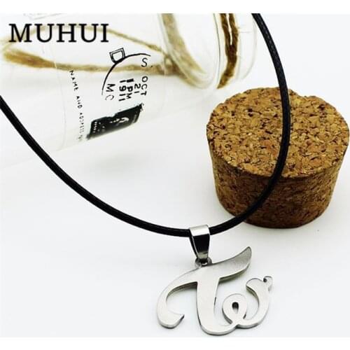 Free Shipping Kpop Group Twice W Logo Leather Titanium Steel Pendant Necklace For Women Jewelry Collares B135