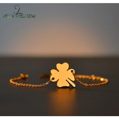 Nextvance Lucky Four Leaf Pendant Bracelet 7inch Length Stainless Steel Chain Charm Bracelet & Bangles Best Friends Pulseras