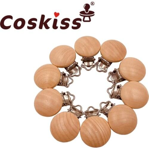 Coskisss Pure Natural Wo Wooden Pacifier Clip Diy Care Accessories Pacifier Clip Chewing Teeth DIY Holding Tool