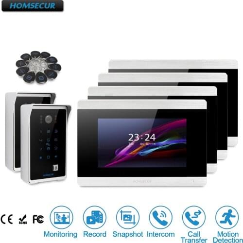 HOMSECUR 7" Wired Hands-free Video Door Entry Phone Call System+Black Camera BC081+BM715-S