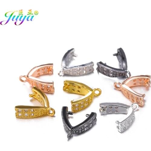 Juya DIY Gold/Silver Color Clamp Pinch Clip Hooks Accessories For Handmade Crystal Agate Pearls Earrings Necklace Jewelry Making