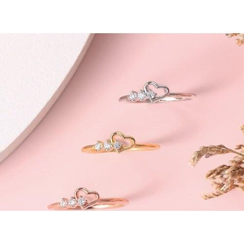 Rings for Women Jewellry Simple Cute Love Heart Silver Color CZ Zircon Rings Wedding Bride Gift Fashion Valentines Day Jewelry