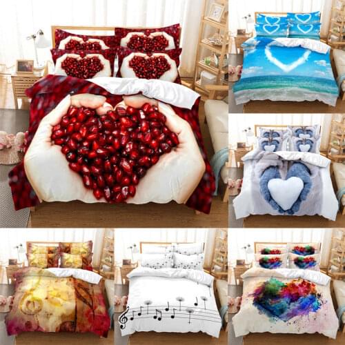 Heart Duvet Quilt Cover Pillow Case Music 3D HD bed Set Linen King Queen Twin Single Double 3PCS 2PCS Home Textile