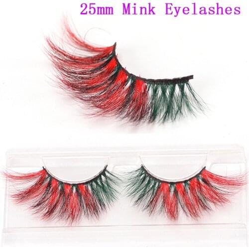 Makeup 3D Mink Eyelashes Beauty Lash Boxes Packaging False Eyelashes Colorful 25mm Mink Eyelashes Natural Strip 5D Mink Lashes