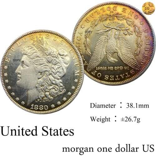 1880 CC United States Morgan One Dollar US Coin Cupronickel Plated Silver Morgan Silver Dollor Coin