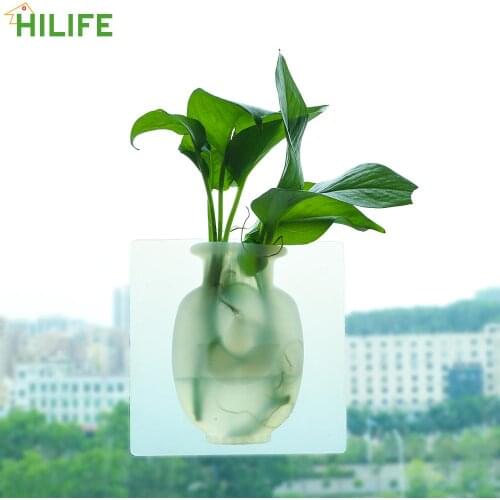 Wall-Mounted Indoor Drilling-Free Sticky Wall Magic Plant Vases Silicone Sticky Vase Reusable Home Decor Flower Vase