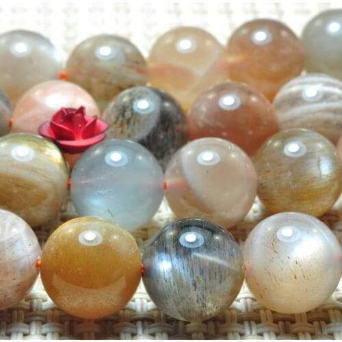 Natural Sunstone Smooth Round Loose Beads Wholesale Gemstone Semi Precious Stones Bracelet Necklace Diy Jewelry Making Design