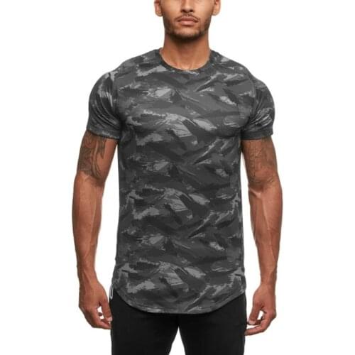 New muscle fitness brothers sports short-sleeved mens summer thin mesh breathable running training camouflage T-shirt