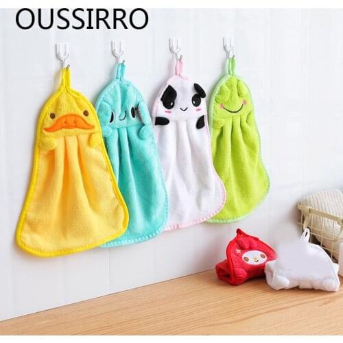 1Pcs Bathroom Baby Nursery Hand Towel Towels Toddler Soft Plush Kitchen Cartoon Animal Wipe Hanging Bathing Towel For Children