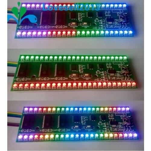 RGB MCU Display Pattern Dual Channel 24 LED VU Level Indicator Meter F Amplifier