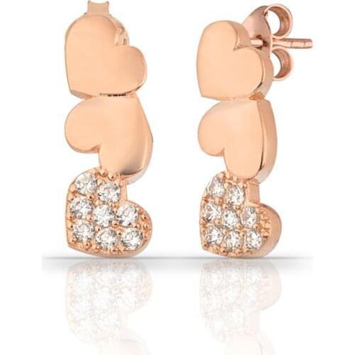 Stylish Rose Gold Plated Zircon with Womens 925 Sterling Silver Jewelry Earrings 925