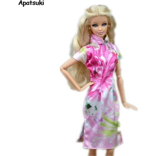 Chinese Traditional Dress Qipao Vestido Dress For Barbie Doll Clothes Cheongsam Costume Evening Party Dresses for 1/6 Dolls Kids