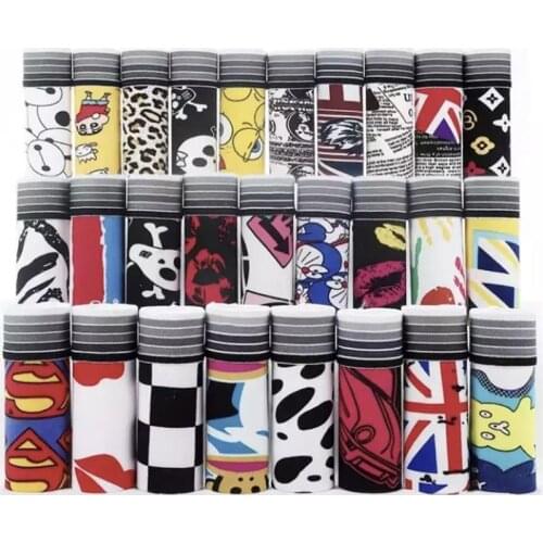 10pcs/Lot Mens Underwear Sexy Cartoon Anime Underwear Trend Fun Printing Soft Fabric Breathable Boxer Shorts Boxers for Men