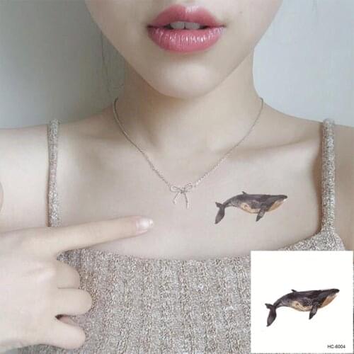 Nu-TATY Waterproof Temporary Tattoo Sticker 8 set Interesting style Cartoon cute whale sticker
