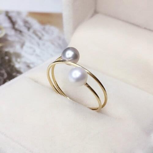 5MM Natural Freshwater Pearl Rings Handmade Gold Jewelry Knuckle Mujer Boho Bague Femme Minimalism Anelli Ring for Women