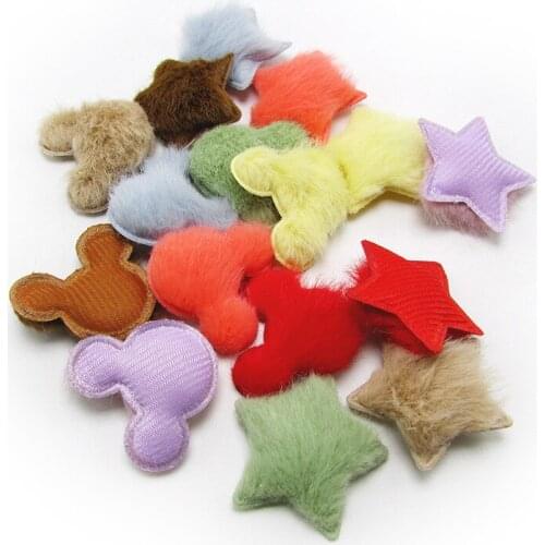 10-50Pcs Imitation Rabbit Wool Color Stars Padded Embellishments DIY Craft Supplies Kids Hair Pin Accessories Material Appliques