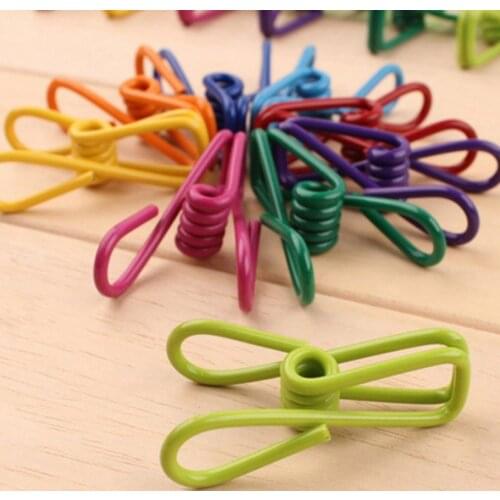 10pcs Multipurpose Colorful Stainless Steel Clips Clothes Pins Pegs Socks Hanging Pegs Clips Hot Sale Household Clothespin