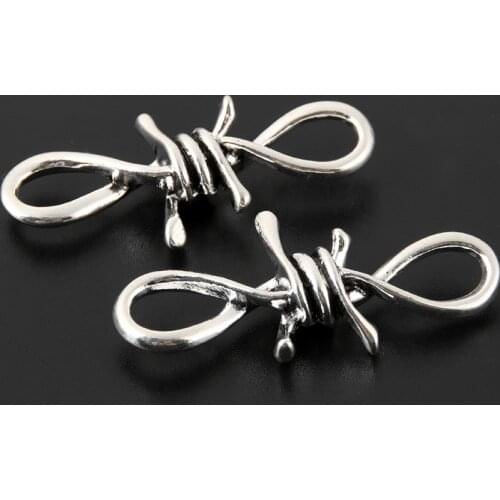 10pcs Silver Color 45x19mm Tool Leather Cord Charms "8" Knot Connector Pendant Fit DIY Jewelry Making Handcrafted Accessories