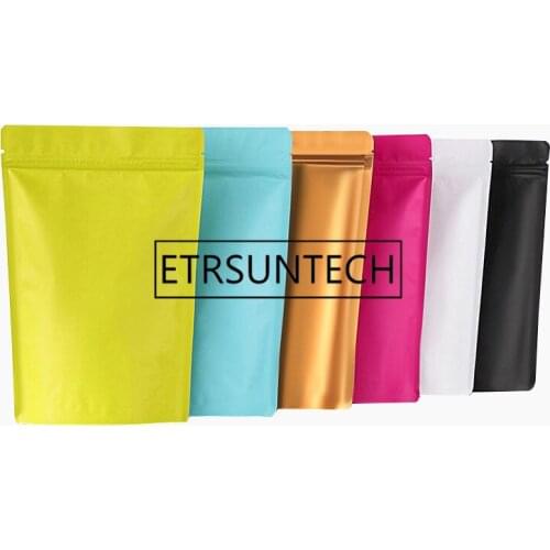 1000pcs/lot Colorful Matte Aluminum Foil Bag Stand up Ziplock Food Bag Coffee bags Sort Storage Bags factory wholesale
