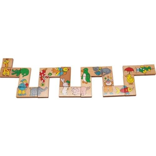 15pcs Baby Toys Child Animal Domino Building Blocks Wooden Toys Beech Wood Infant Domino Educational Toys Child Birthday Gift