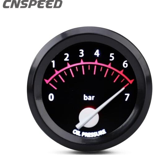 2inch 52mm 0~7 Bar/0~100psi Oil Pressure Gauge Universal Racing Pointer Meter With Oil Press Sensor Black Shell Black Chassis