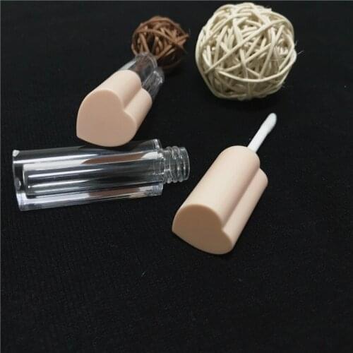 25/30/50/pcs 4ml Cute Nude Pink Heart Shaped Cap Empty Lip Gloss Tube Clear lipgloss Wand Tube Liquid Lip Balm Bottle Lip Makeup