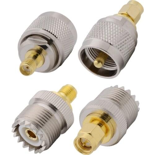 4Pcs/lot UHF PL259 SO239 Male Female to SMA Male Female Connectors Kit SMA-UHF RF Adapter Straight Test Converter